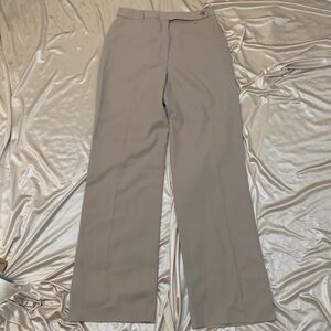 J. Crew 100% Wool Beige Flat Front Pants Size 6 | Tan Wool Wide Leg Suit Pant